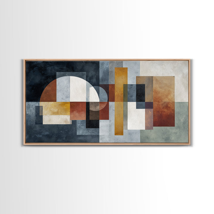 Mid Century Geometric Artwork Canvas Print, Living Room Art, Bedroom Decor, Living Room Decor, Living, Bedroom Wall Art, LIR-2x1-76