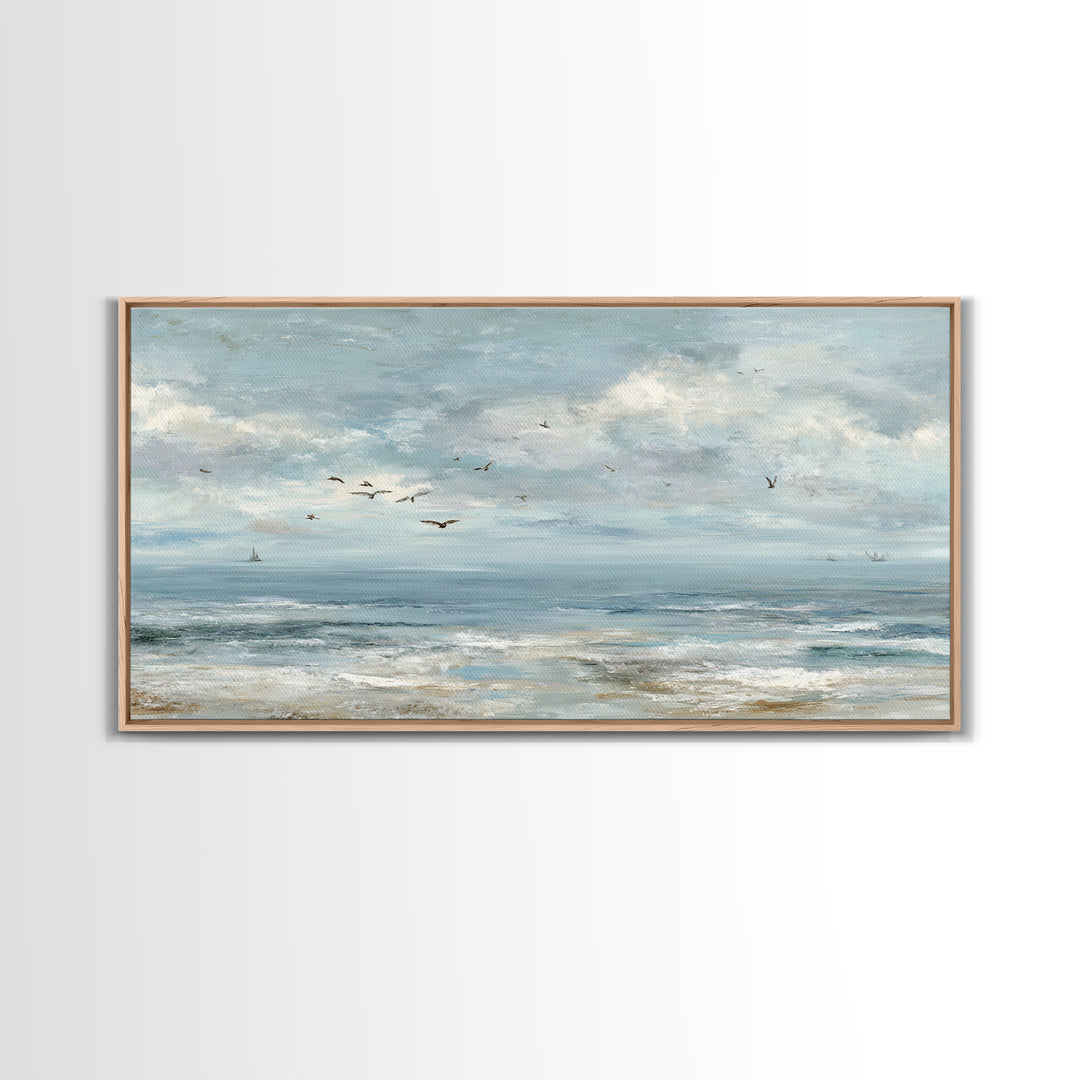 Coastal Aerial Shoreline Framed Canvas Print, Living Room Art, Living Room Wall Art, Living Room Decor, Fine Art, Living, LIR-2x1-79