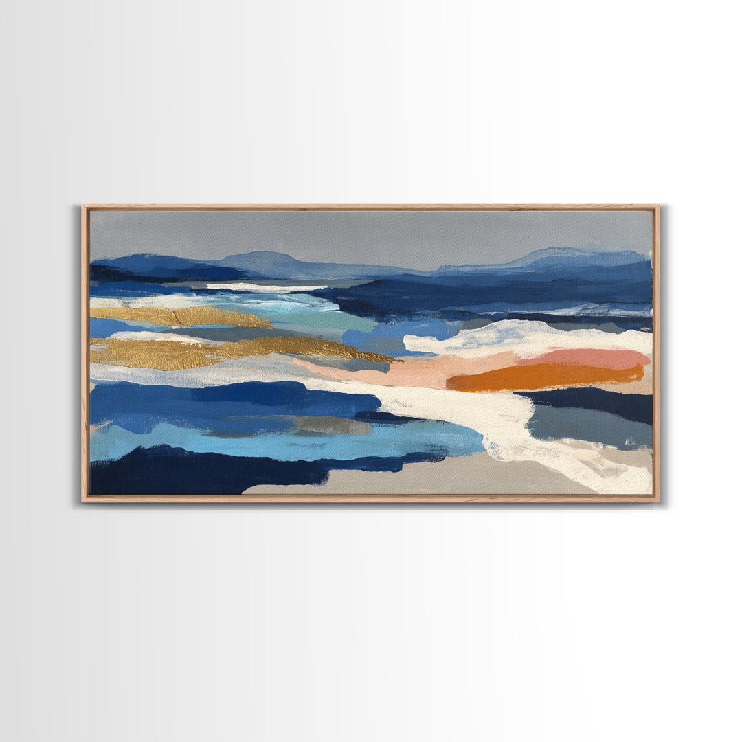 Gold Accented Abstract Brushwork Canvas Print, Living Room Art, Digital Prints, Living Room Decor, Abstract Art, Living, LIR-2x1-82