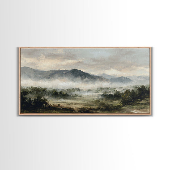 Classic Mountain Panorama for Cozy Interiors Framed Canvas Print, Living Room Art, New Home Gift, Living Room Decor, Living, LIR-2x1-84
