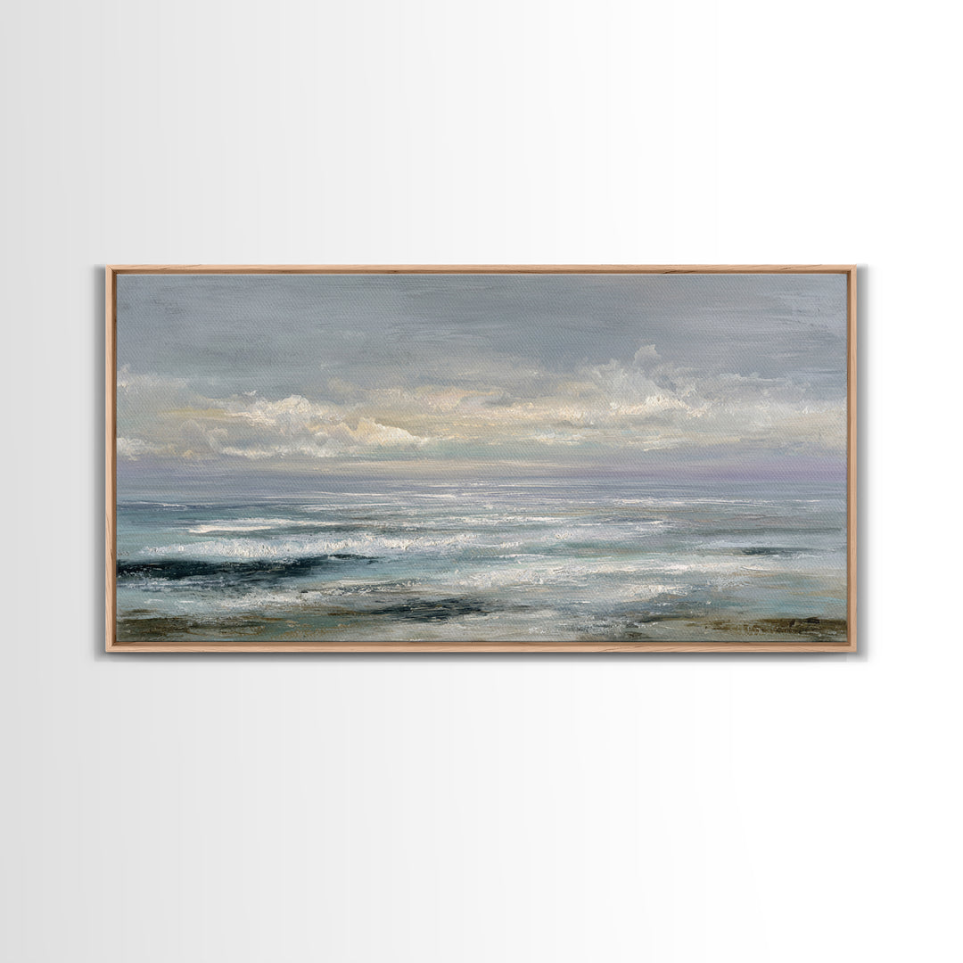 Large Cloudscape with Gentle Movement Framed Canvas Print, Living Room Art, Boho Wall Art, Living Room Decor, Fine Art, Living, LIR-2x1-87