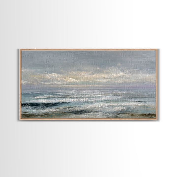 Large Cloudscape with Gentle Movement Framed Canvas Print, Living Room Art, Boho Wall Art, Living Room Decor, Fine Art, Living, LIR-2x1-87
