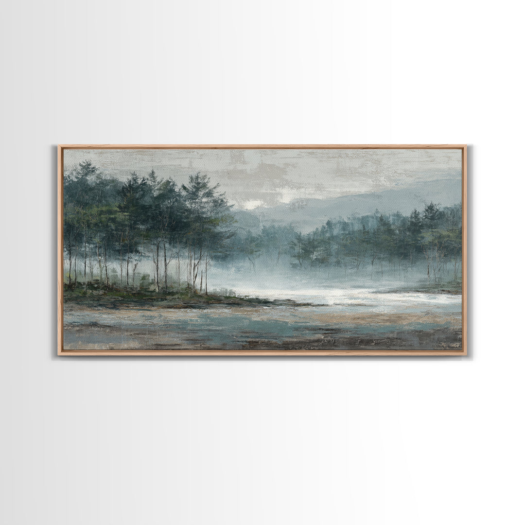 Minimal Scandinavian Forest Framed Canvas Print, Living Room Art, Painting, Living Room Decor, Fine Art, Living, Bedroom Decor, LIR-2x1-9