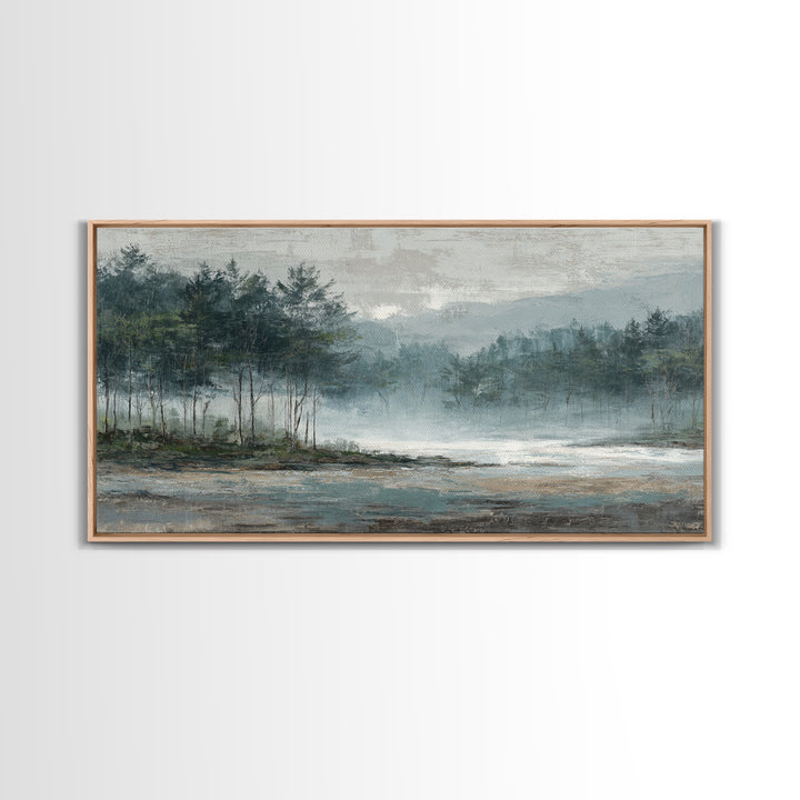 Minimal Scandinavian Forest Framed Canvas Print, Living Room Art, Painting, Living Room Decor, Fine Art, Living, Bedroom Decor, LIR-2x1-9