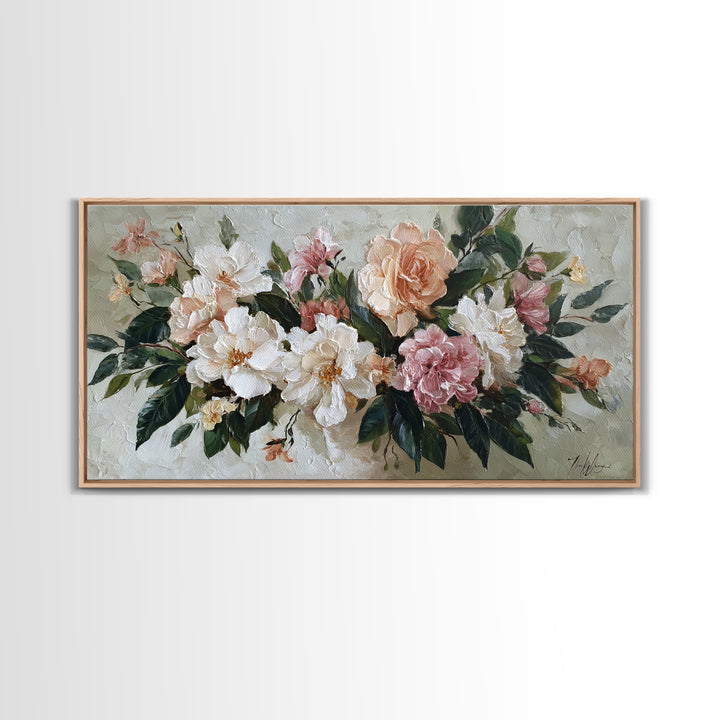 Botanical Vase Painting Canvas Print, Living Room Art, Printable, Living Room Decor, Oil Painting, Living, Printable Art, LIR-2x1-94