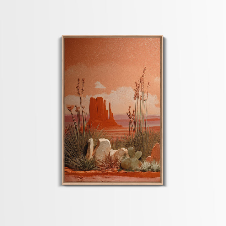 Earthy Desert Landscape Framed Canvas Print, Living Room Art, Art Nouveau, Living Room Decor, Fine Art, Living, Modern Wall Art, LIR-2x3-20