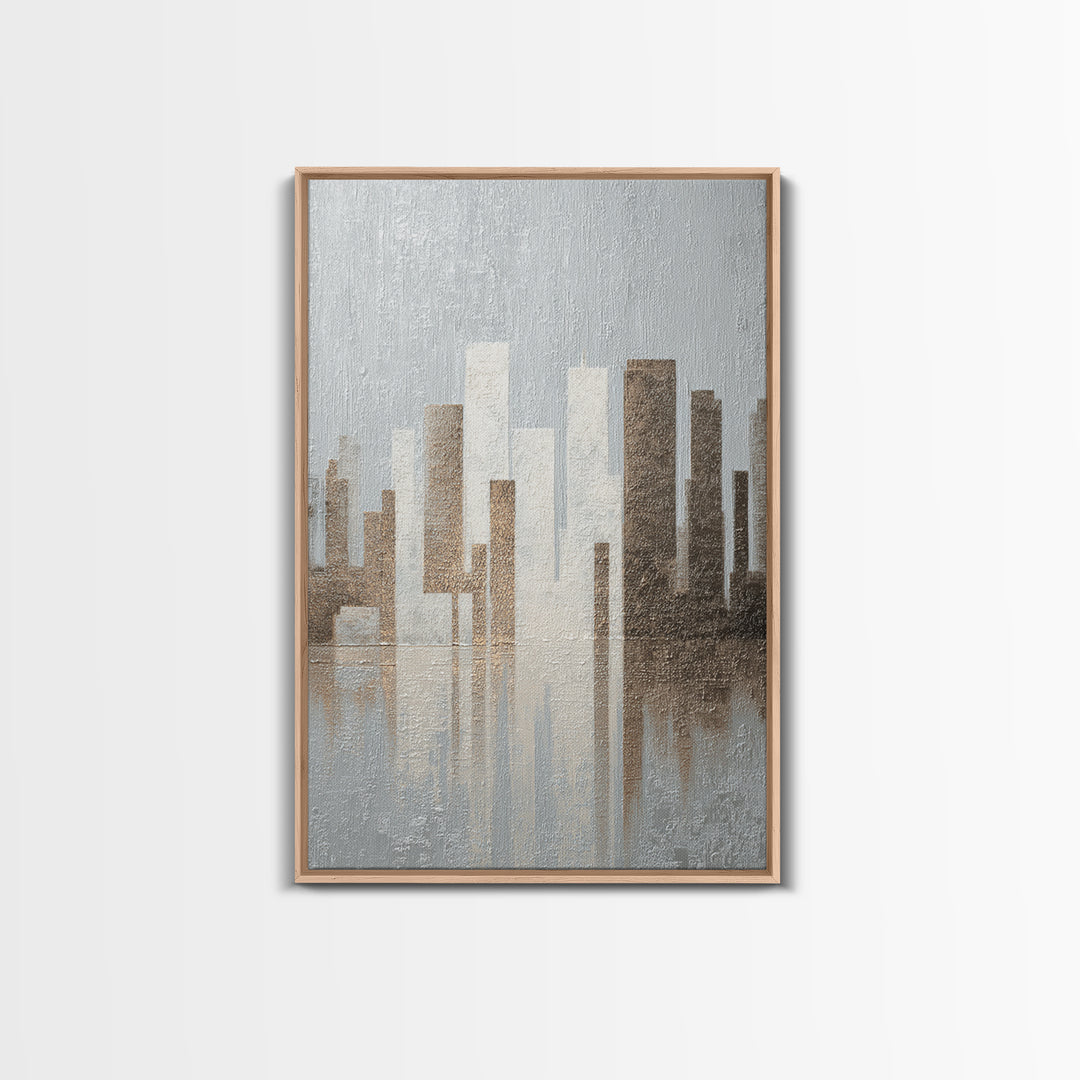 Modern City Skyline Framed Canvas Print, Living Room Art, Minimalist Decor, Living Room Decor, Fine Art, Living, LIR-2x3-30