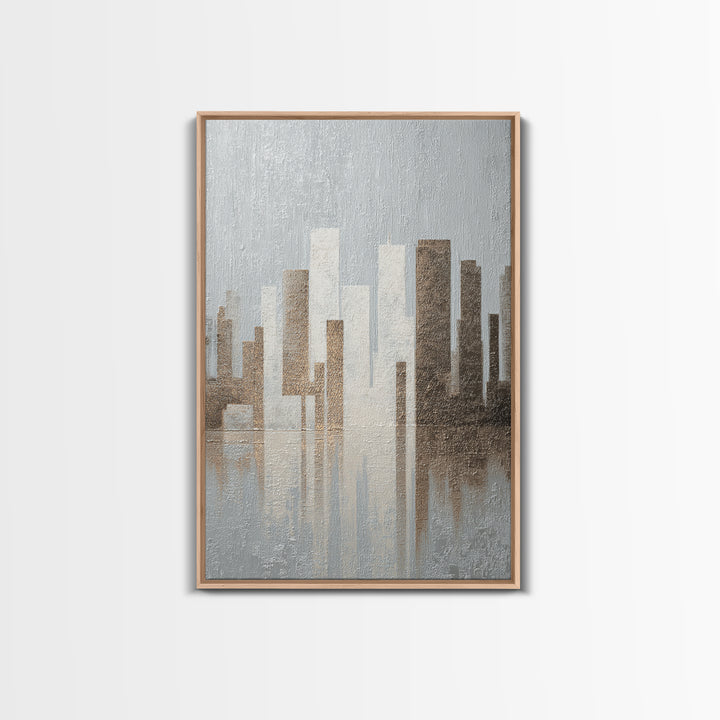 Modern City Skyline Framed Canvas Print, Living Room Art, Minimalist Decor, Living Room Decor, Fine Art, Living, LIR-2x3-30