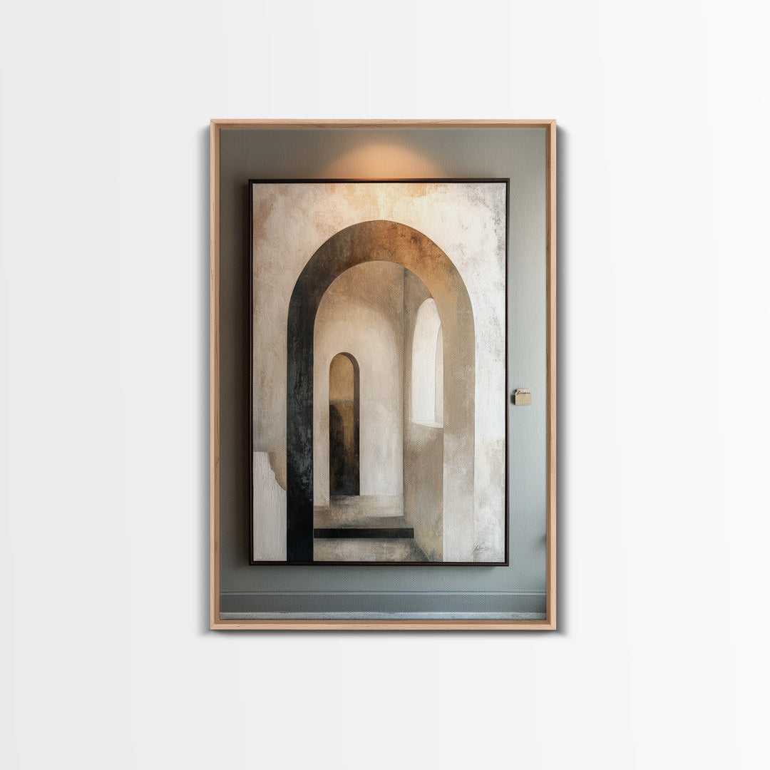 Black and White Architectural Arch Composition Canvas Print, Living Room Art, Mid Century Modern, Living Room Decor, Living, LIR-2x3-39