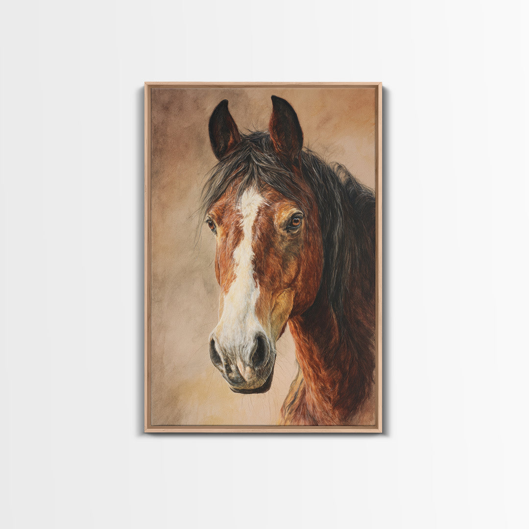 Contemporary Horse Portrait Framed Canvas Print, Living Room Art, Home Decor, Living Room Decor, Fine Art, Living, LIR-2x3-42