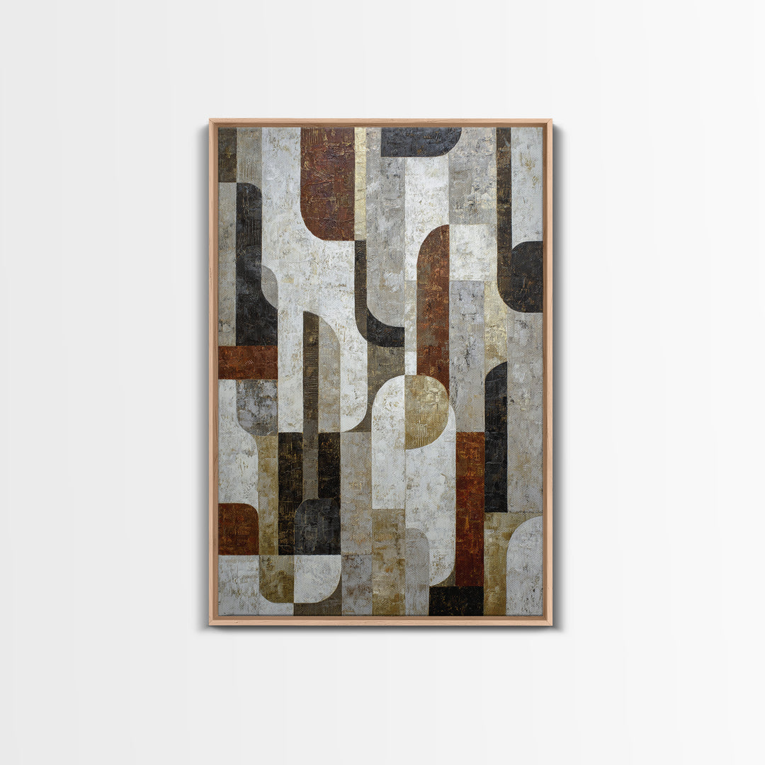 Monochrome Stone Texture Abstraction Framed Canvas Print, Living Room Art, Art Nouveau, Living Room Decor, Abstract Art, Living, LIR-2x3-53