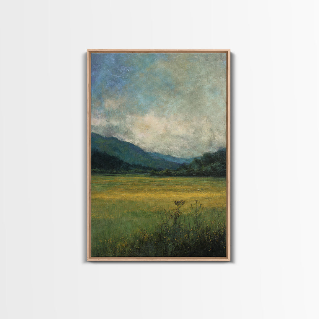 Quiet Meadow Landscape Framed Canvas Print, Living Room Art, Printable, Living Room Decor, Oil Painting, Living, Printable Art, LIR-2x3-55