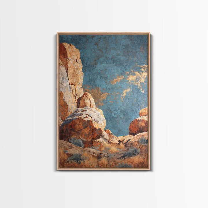 Earthy Desert Landscape Framed Canvas Print, Living Room Art, Apartment Decor, Living Room Decor, Oil Painting, Living, LIR-2x3-68