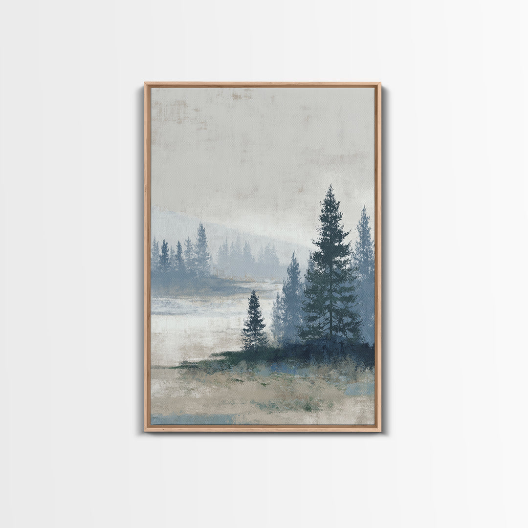 Minimal Scandinavian Forest Framed Canvas Print, Living Room Art, New Home Gift, Living Room Decor, Fine Art, Living, LIR-2x3-69