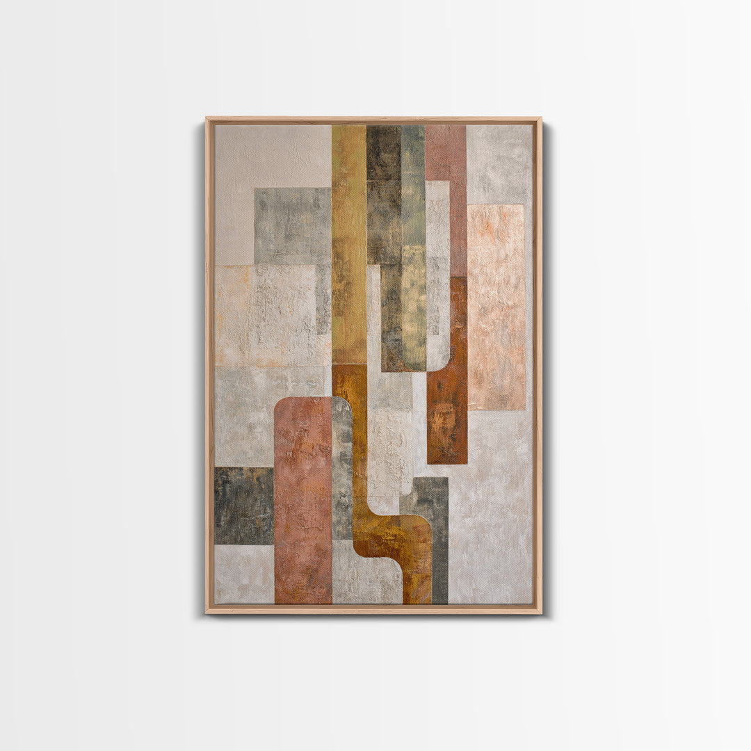Mid Century Geometric Artwork Framed Canvas Print, Living Room Art, Bedroom Decor, Living Room Decor, Fine Art, Living, LIR-2x3-88