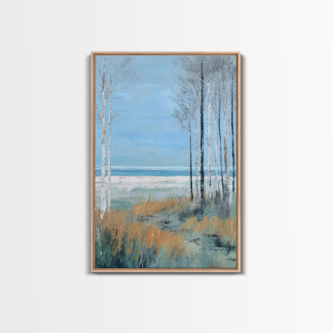 Minimal Scandinavian Forest Framed Canvas Print, Living Room Art, New Home Gift, Living Room Decor, Fine Art, Living, LIR-2x3-93