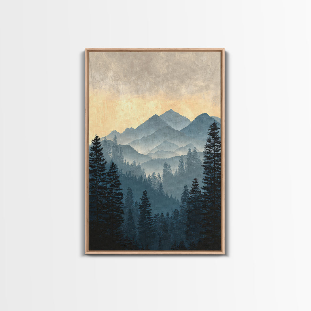 Classic Mountain Panorama for Cozy Interiors Canvas Print, Living Room Art, New Home Gift, Living Room Decor, Fine Art, Living, LIR-2x3-96