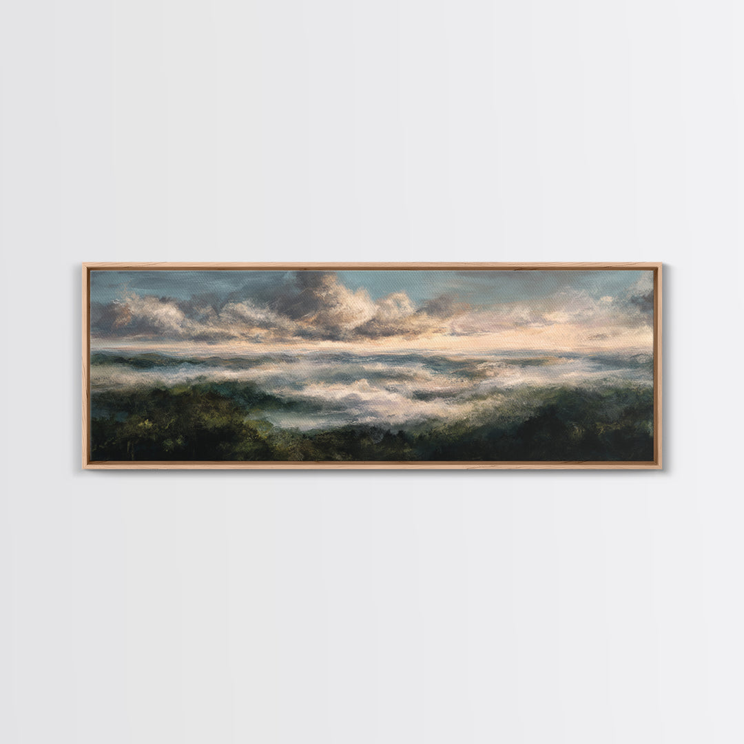 Large Cloudscape with Gentle Movement Canvas Print, Living Room Art, 3 Piece Wall Art, Living Room Decor, Watercolor Art, LIR-3x1-11
