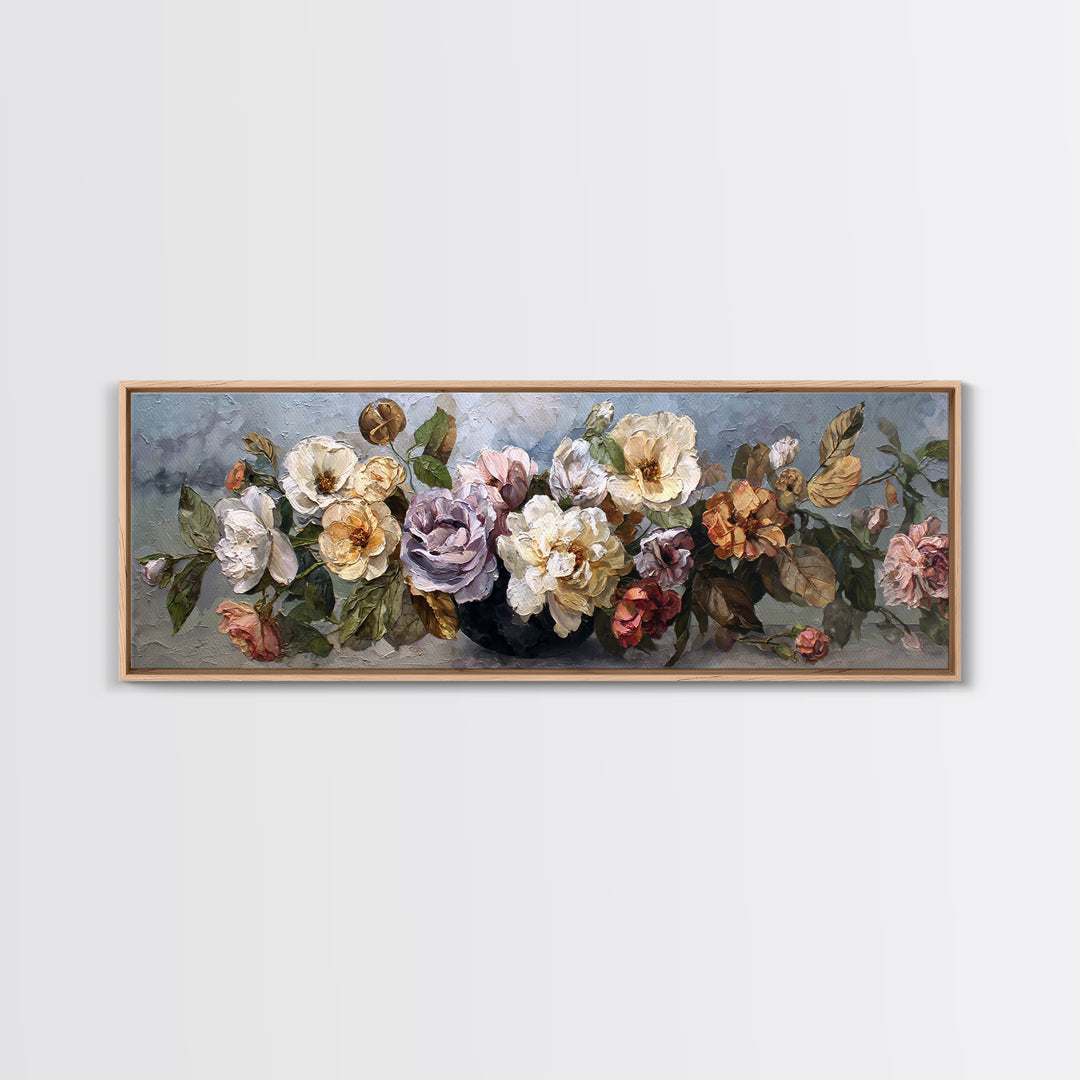 Botanical Vase Painting Framed Canvas Print, Living Room Art, Large Wall Art, Living Room Decor, Watercolor Art, Living, LIR-3x1-18