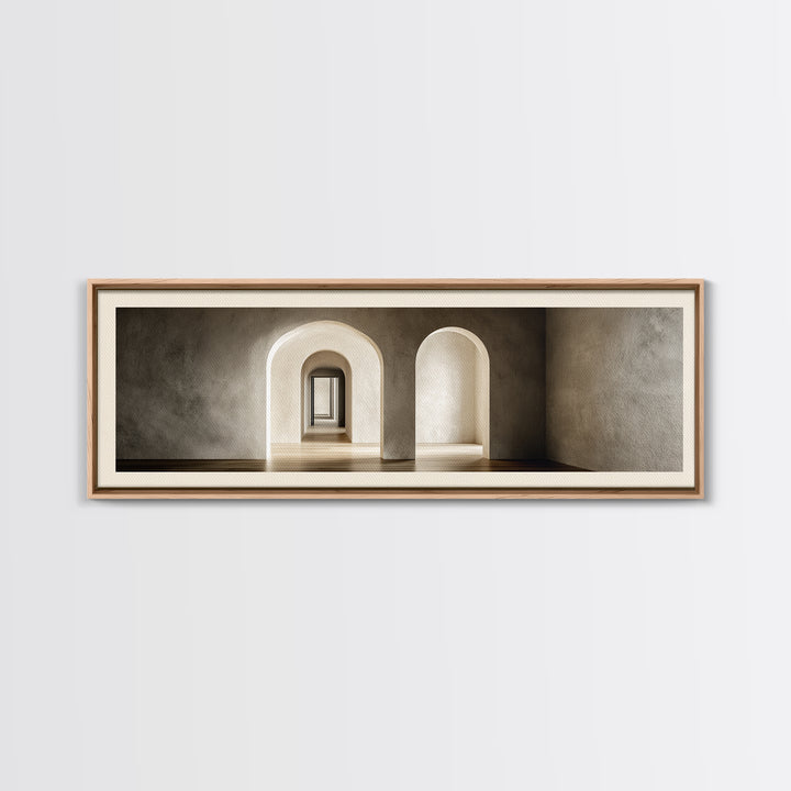 Black and White Architectural Arch Composition Framed Canvas Print, Living Room Art, Room Decor, Living Room Decor, Living, LIR-3x1-23