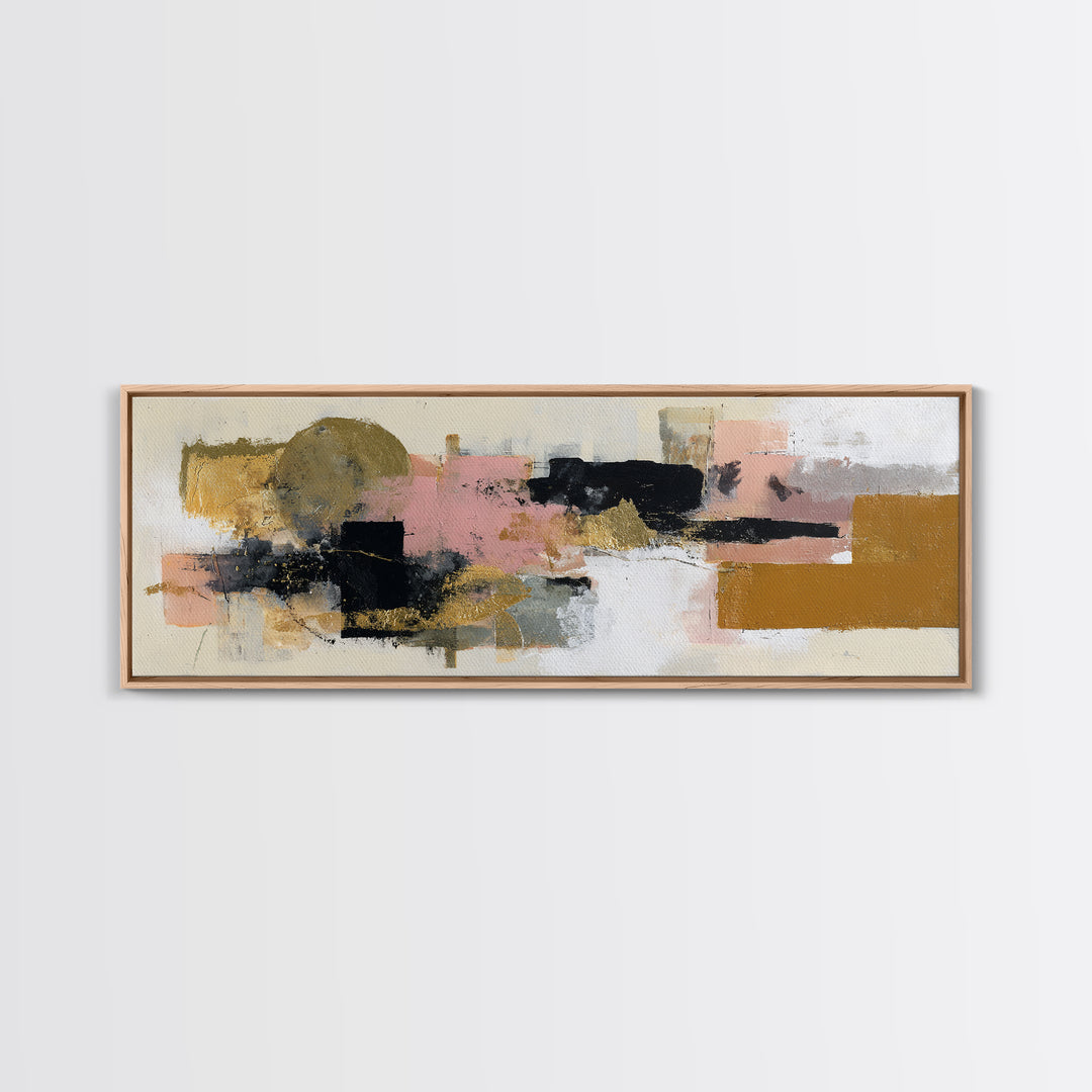 Gold Accented Abstract Brushwork Canvas Print, Living Room Art, Digital Prints, Living Room Decor, Abstract Art, Living, LIR-3x1-30