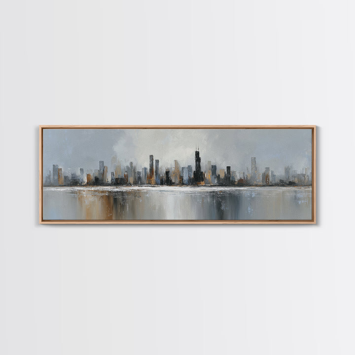 Modern City Skyline Canvas Print, Living Room Art, Digital Wall Art, Living Room Decor, Fine Art, Living, Oversized Wall Art, LIR-3x1-38