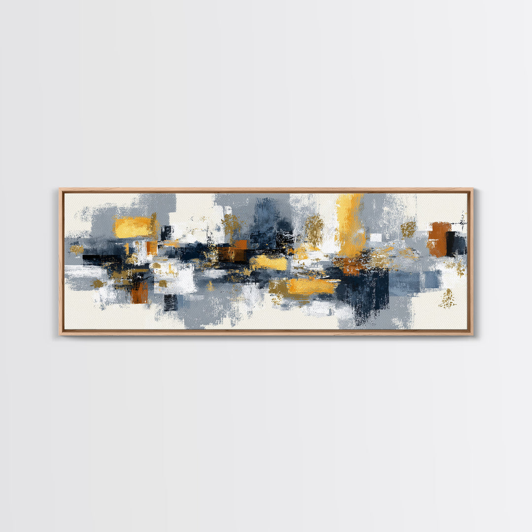 Gold Accented Abstract Brushwork Canvas Print, Living Room Art, Living Room Wall Art, Living Room Decor, Abstract Art, Living, LIR-3x1-54