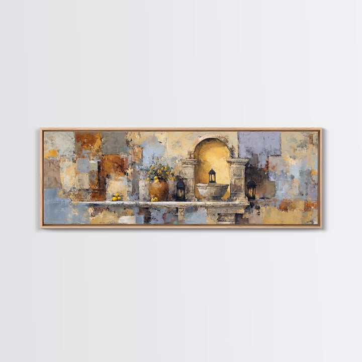 Warm Mediterranean Lemon Still Life Framed Canvas Print, Living Room Art, Apartment Decor, Living Room Decor, Fine Art, Living, LIR-3x1-58