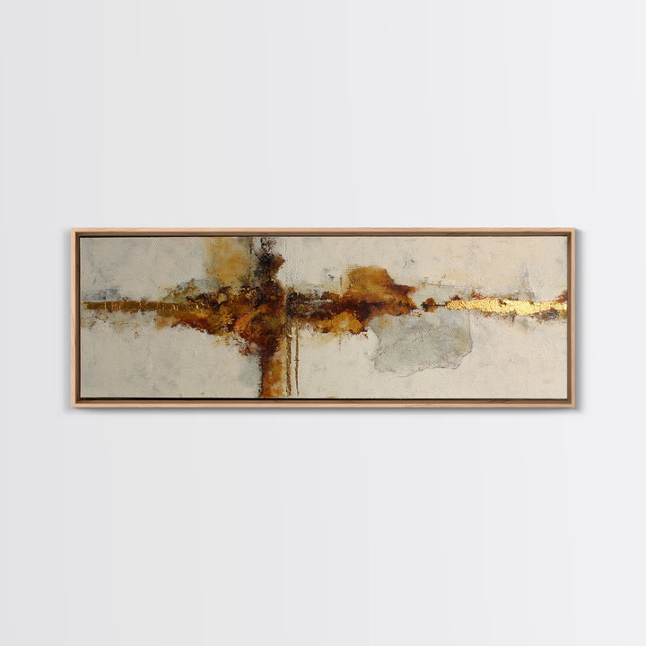 Gold Accented Abstract Brushwork Canvas Print, Living Room Art, Oversized Wall Art, Living Room Decor, Abstract Art, Living, LIR-3x1-6
