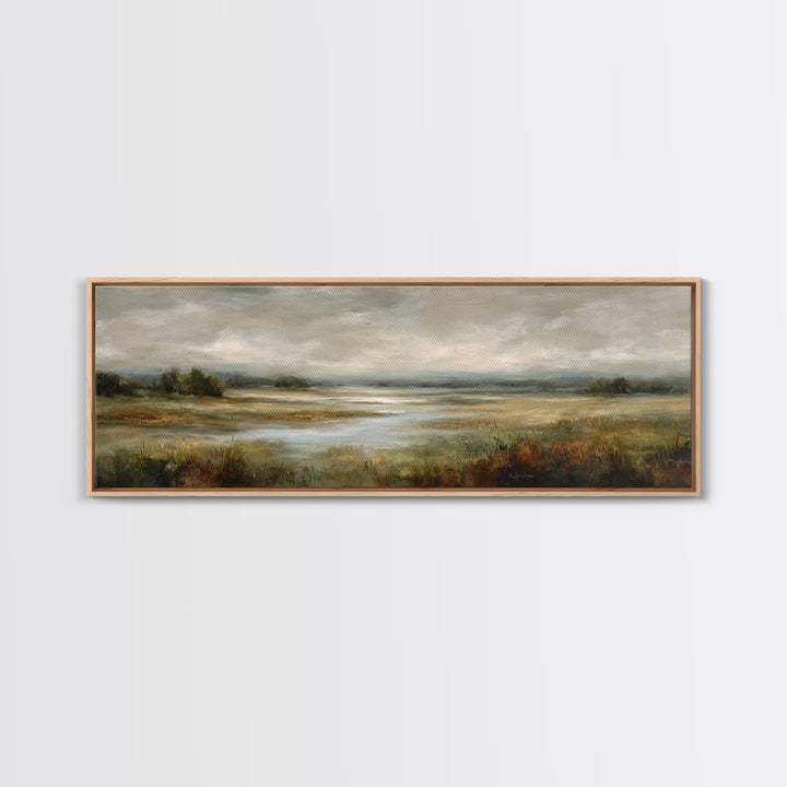 Quiet Meadow Landscape Framed Canvas Print, Living Room Art, Contemporary Art, Living Room Decor, Living, Oil Painting, LIR-3x1-63