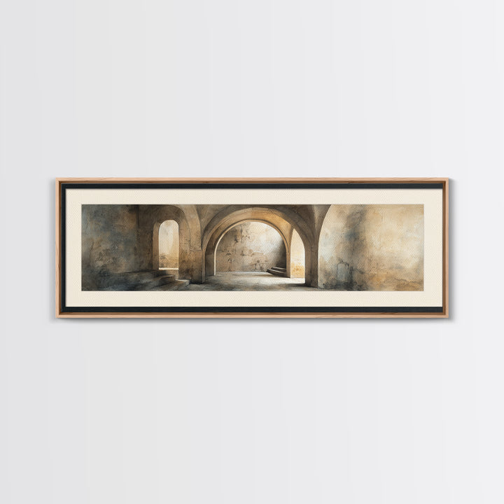 Black and White Architectural Arch Composition Canvas Print, Living Room Art, Digital Wall Art, Living Room Decor, Living, LIR-3x1-71