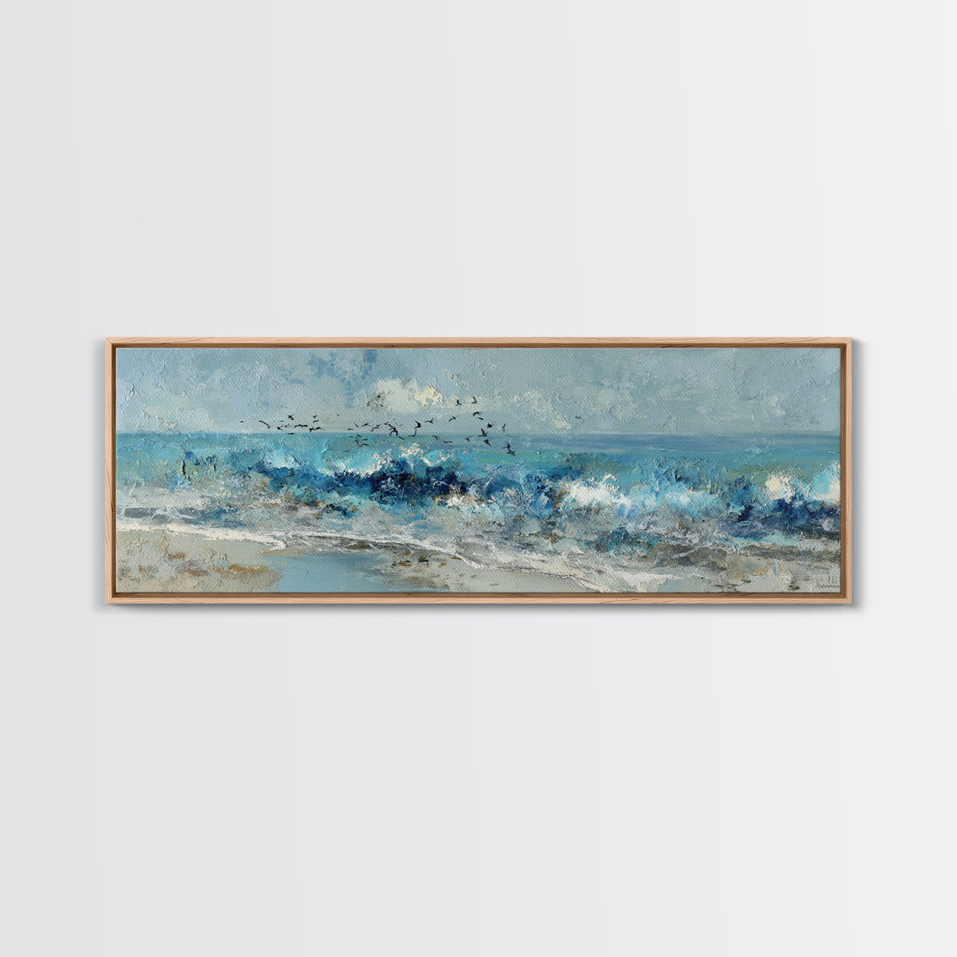 Coastal Aerial Shoreline Canvas Print, Living Room Art, Large Wall Art, Living Room Decor, Fine Art, Living, Dopamine Decor, LIR-3x1-75