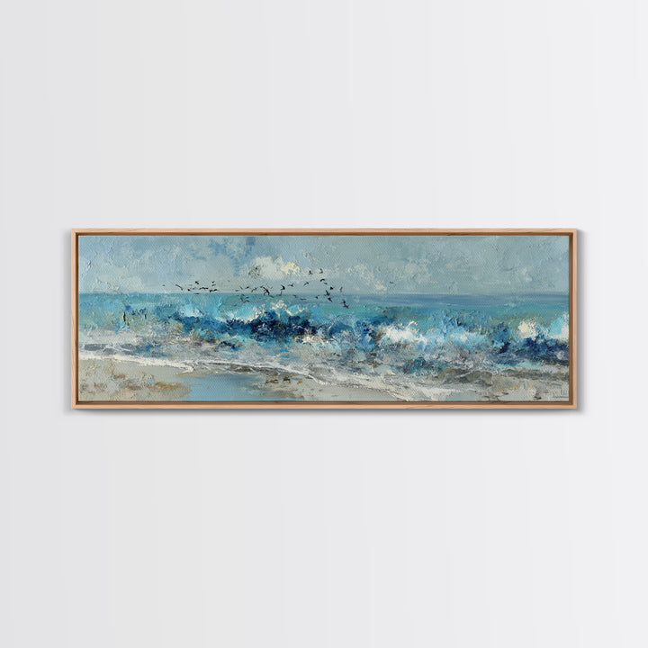 Coastal Aerial Shoreline Canvas Print, Living Room Art, Large Wall Art, Living Room Decor, Fine Art, Living, Dopamine Decor, LIR-3x1-75