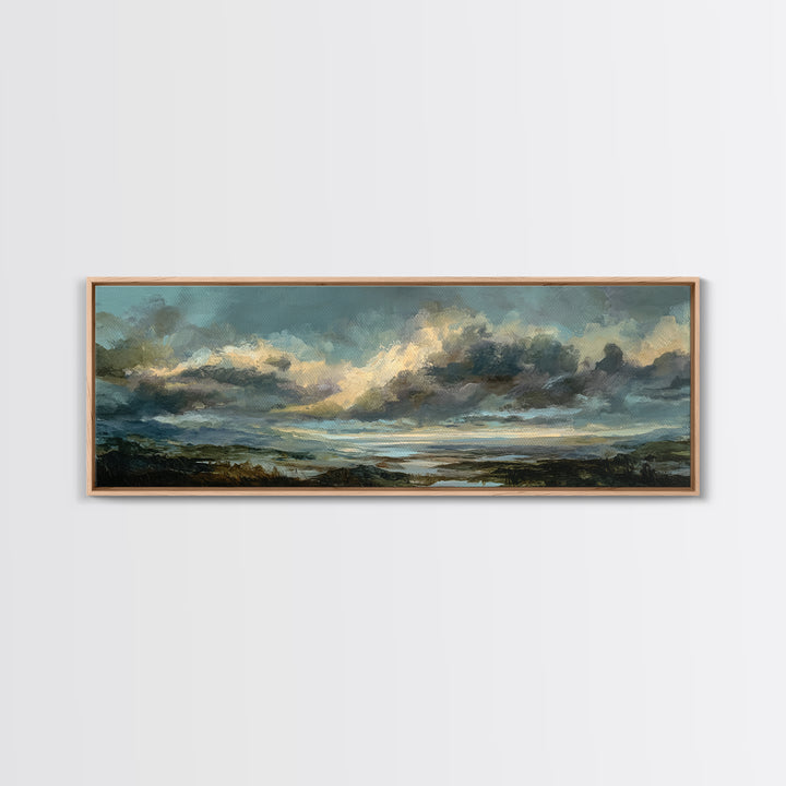 Large Cloudscape with Gentle Movement Canvas Print, Living Room Art, Mid Century Modern, Living Room Decor, Fine Art, Living, LIR-3x1-83