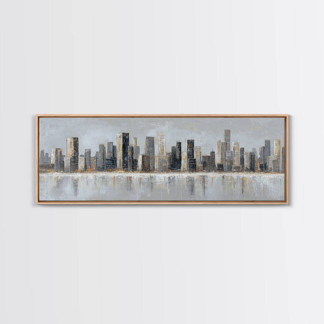 Modern City Skyline Canvas Print, Living Room Art, Abstract Art, Living Room Decor, Living, Living Room Wall Art, LIR-3x1-86