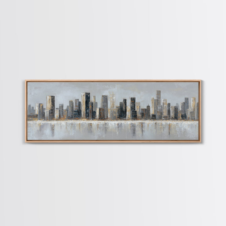 Modern City Skyline Canvas Print, Living Room Art, Abstract Art, Living Room Decor, Living, Living Room Wall Art, LIR-3x1-86