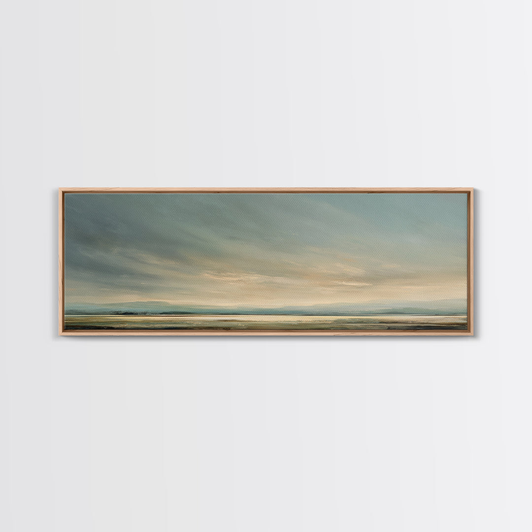Modern Landscape with Expansive Calm Sky Canvas Print, Living Room Art, Art Print, Living Room Decor, Watercolor Art, Living, LIR-3x1-91