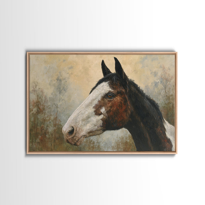 Contemporary Horse Portrait Framed Canvas Print, Living Room Art, Digital Wall Art, Living Room Decor, Fine Art, Living, LIR-3x2-14