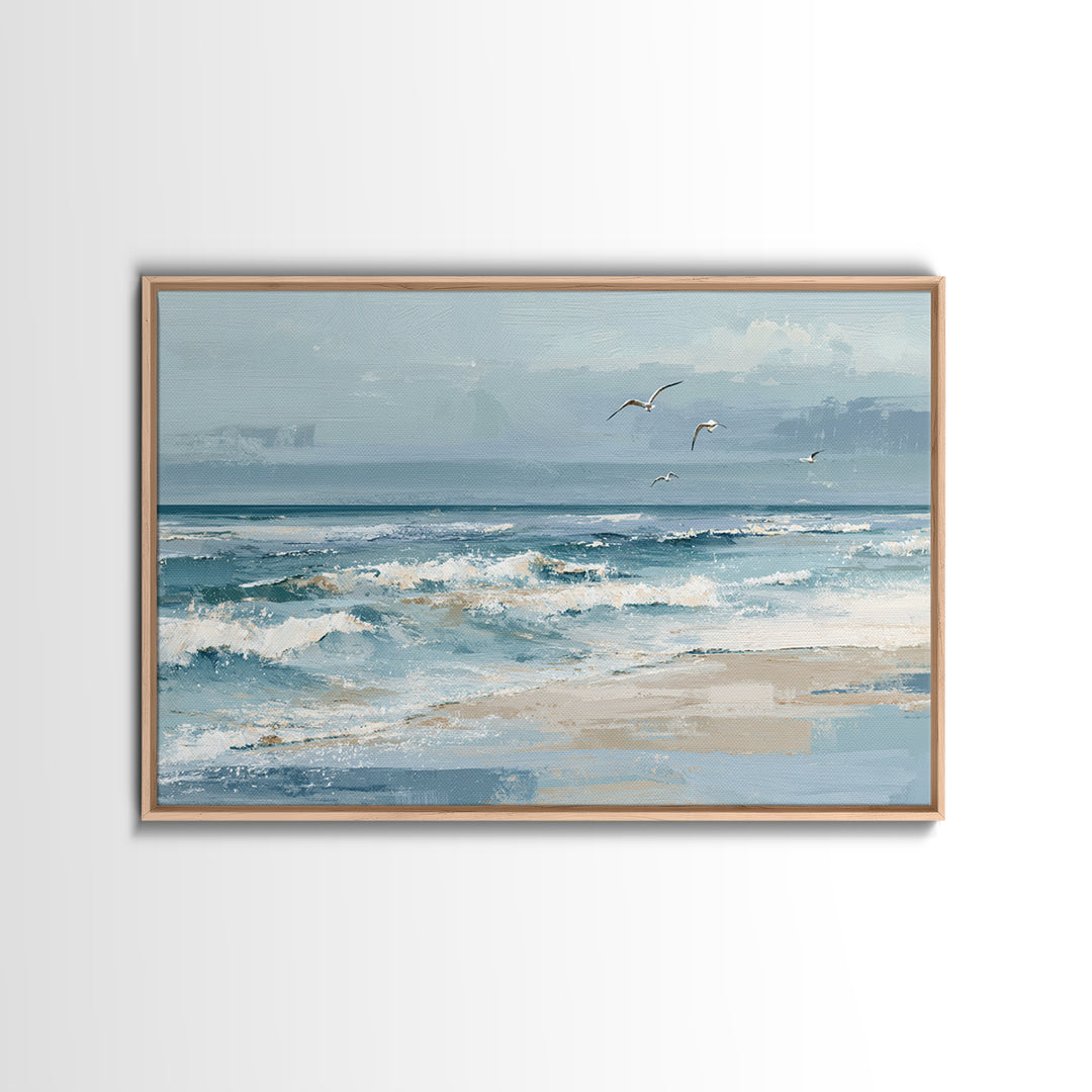 Coastal Aerial Shoreline Framed Canvas Print, Living Room Art, Pet Portraits, Living Room Decor, Living, Neutral Decor, LIR-3x2-15