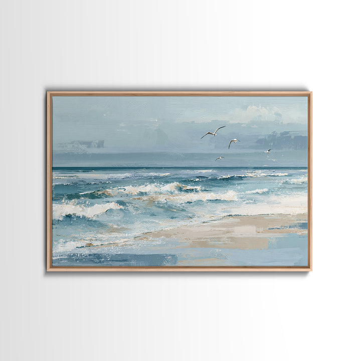 Coastal Aerial Shoreline Framed Canvas Print, Living Room Art, Pet Portraits, Living Room Decor, Living, Neutral Decor, LIR-3x2-15