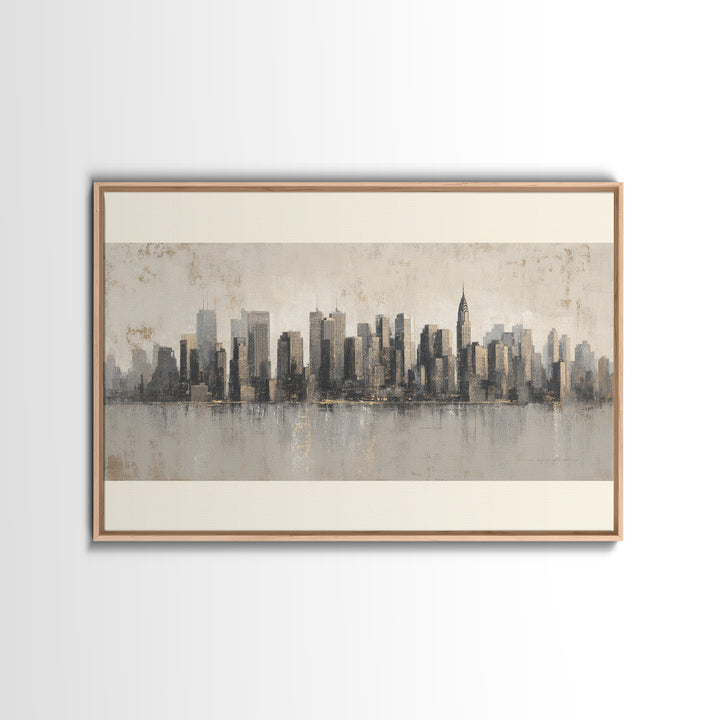 Modern City Skyline Framed Canvas Print, Living Room Art, Mid Century Modern, Living Room Decor, Abstract Art, Living, LIR-3x2-2