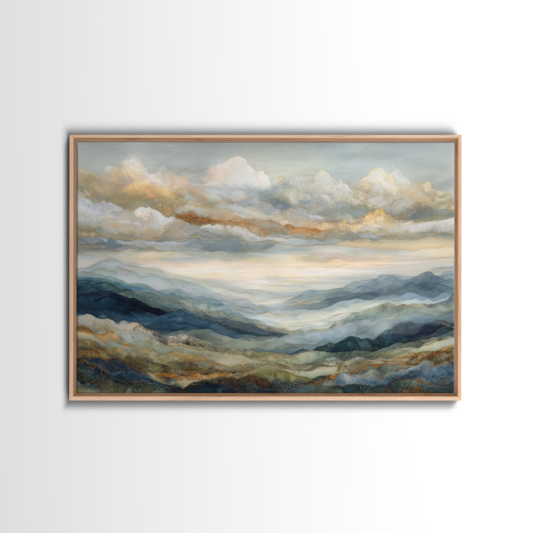 Large Cloudscape with Gentle Movement Framed Canvas Print, Living Room Art, Modern Wall Art, Living Room Decor, Living, LIR-3x2-23