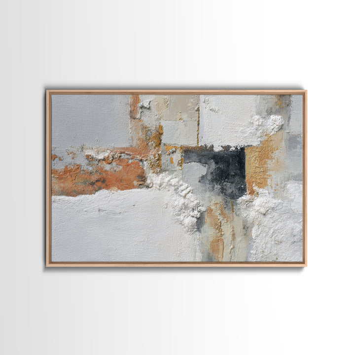 Monochrome Stone Texture Abstraction Framed Canvas Print, Living Room Art, Dopamine Decor, Living Room Decor, Fine Art, Living, LIR-3x2-25