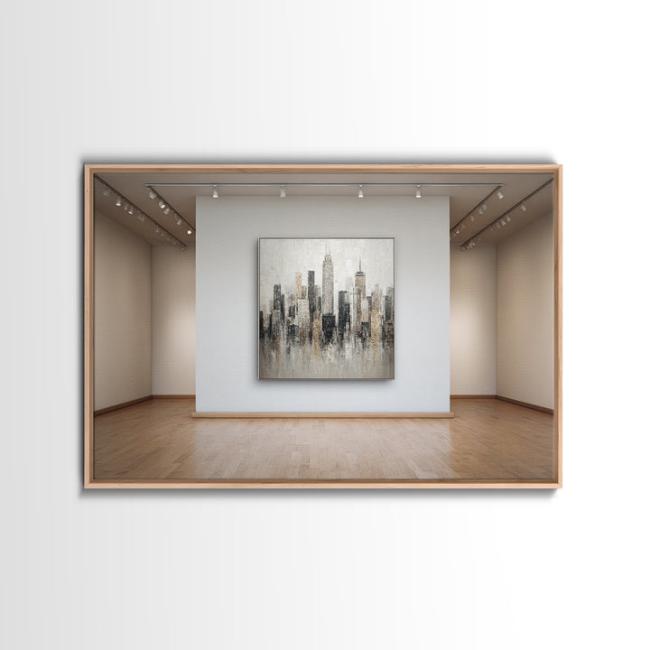 Modern City Skyline Canvas Print, Living Room Art, Abstract Art, Living Room Decor, Living, Living Room Wall Art, LIR-3x2-26