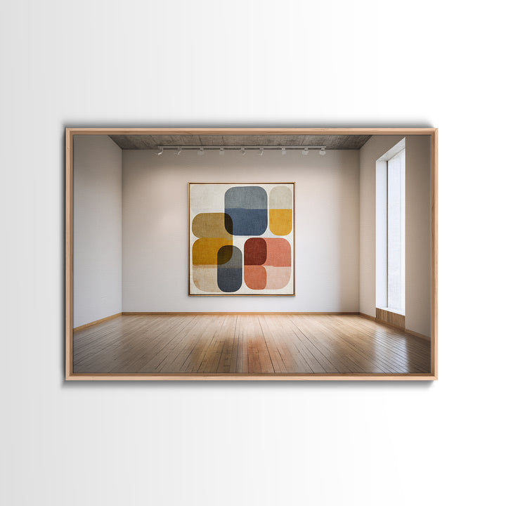 Mid Century Geometric Artwork Framed Canvas Print, Living Room Art, Living Room Wall Art, Living Room Decor, Abstract Art, LIR-3x2-36