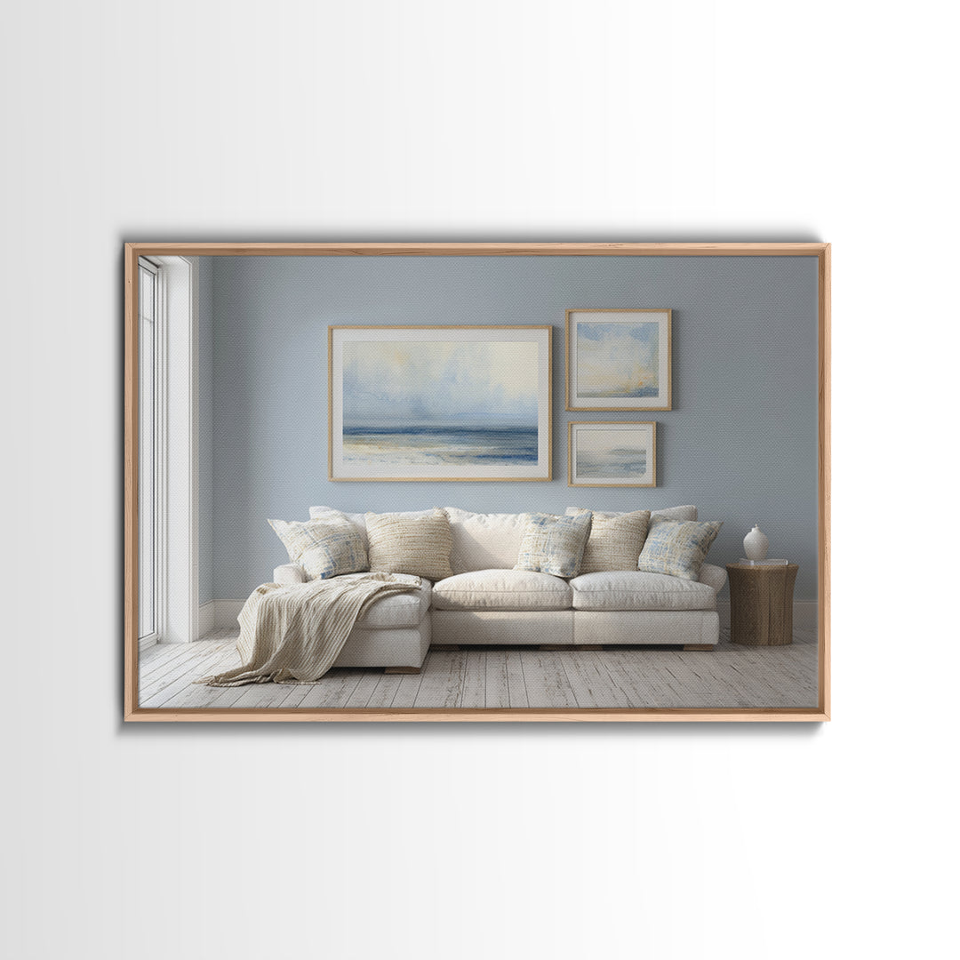 Coastal Aerial Shoreline Framed Canvas Print, Living Room Art, Contemporary Art, Living Room Decor, Fine Art, Living, LIR-3x2-39