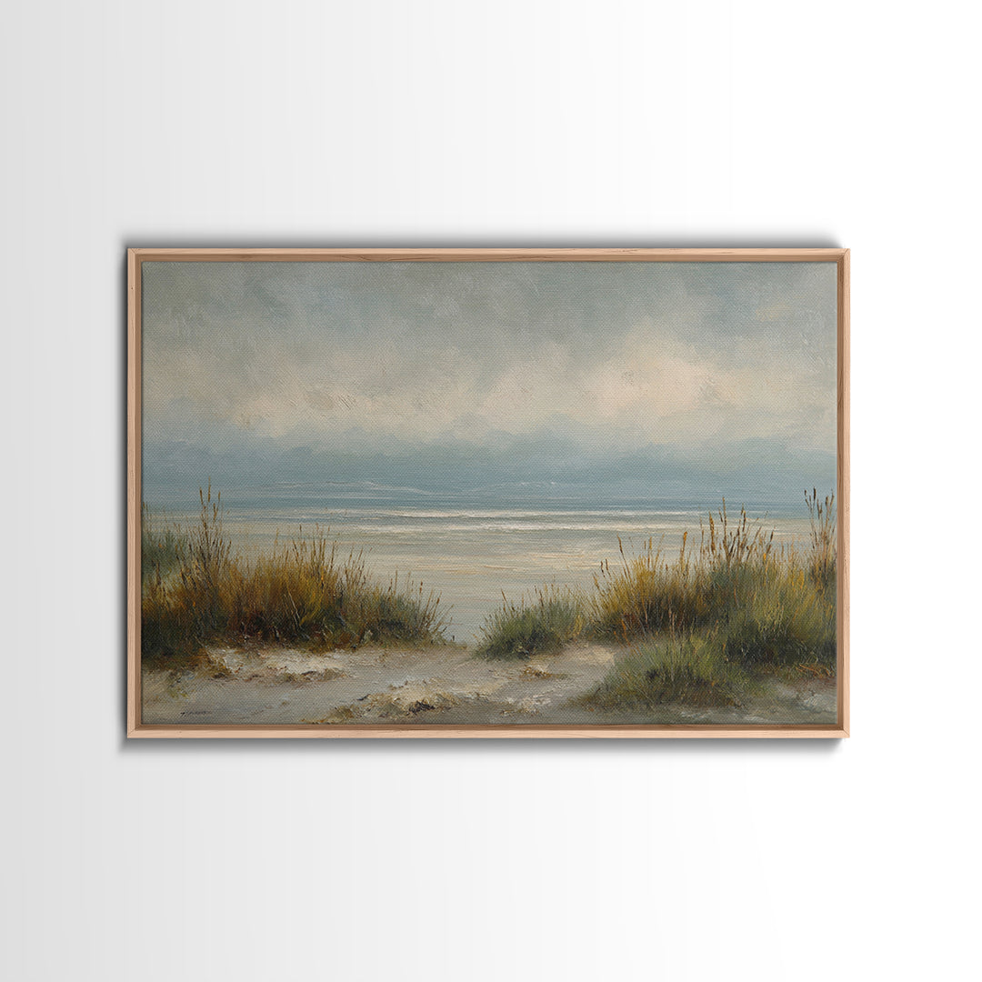 Modern Landscape with Expansive Calm Sky Framed Canvas Print, Living Room Art, Oil Painting, Living Room Decor, Living, LIR-3x2-7