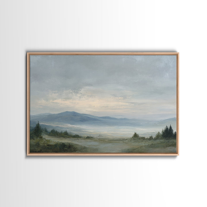 Modern Landscape with Expansive Calm Sky Framed Canvas Print, Living Room Art, Luxury Decor, Living Room Decor, Living, LIR-3x2-79