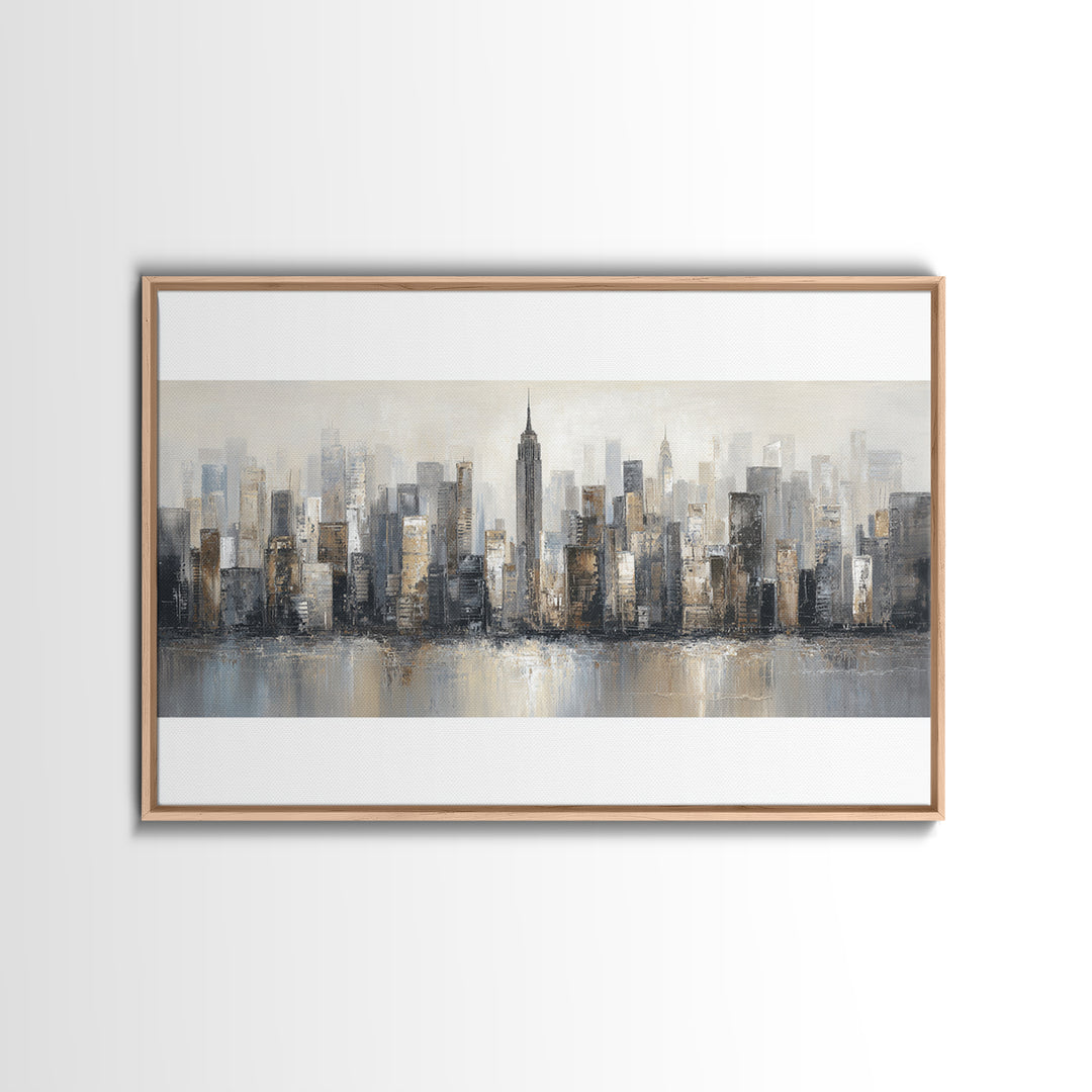 Modern City Skyline Canvas Print, Living Room Art, Modern Wall Art, Living Room Decor, Fine Art, Living, Textured Painting, LIR-3x2-98