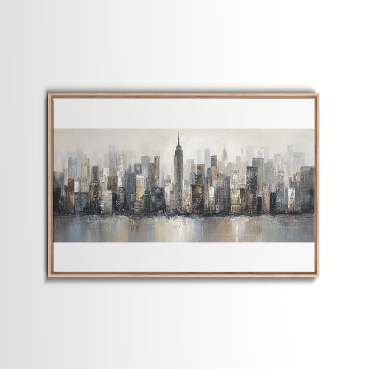 Modern City Skyline Canvas Print, Living Room Art, Modern Wall Art, Living Room Decor, Fine Art, Living, Textured Painting, LIR-3x2-98